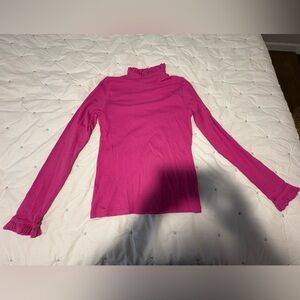J. Crew Fuchsia Ruffled Long Sleeve Turtleneck